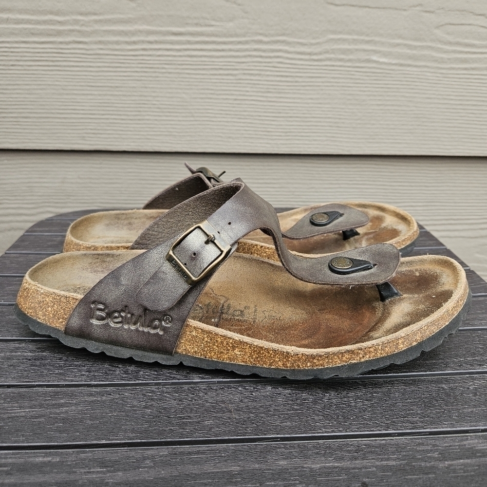 BIRKENSTOCK Betula Gizeh Metallic Leather Shoes Sandals Women's Size 10 EU 41